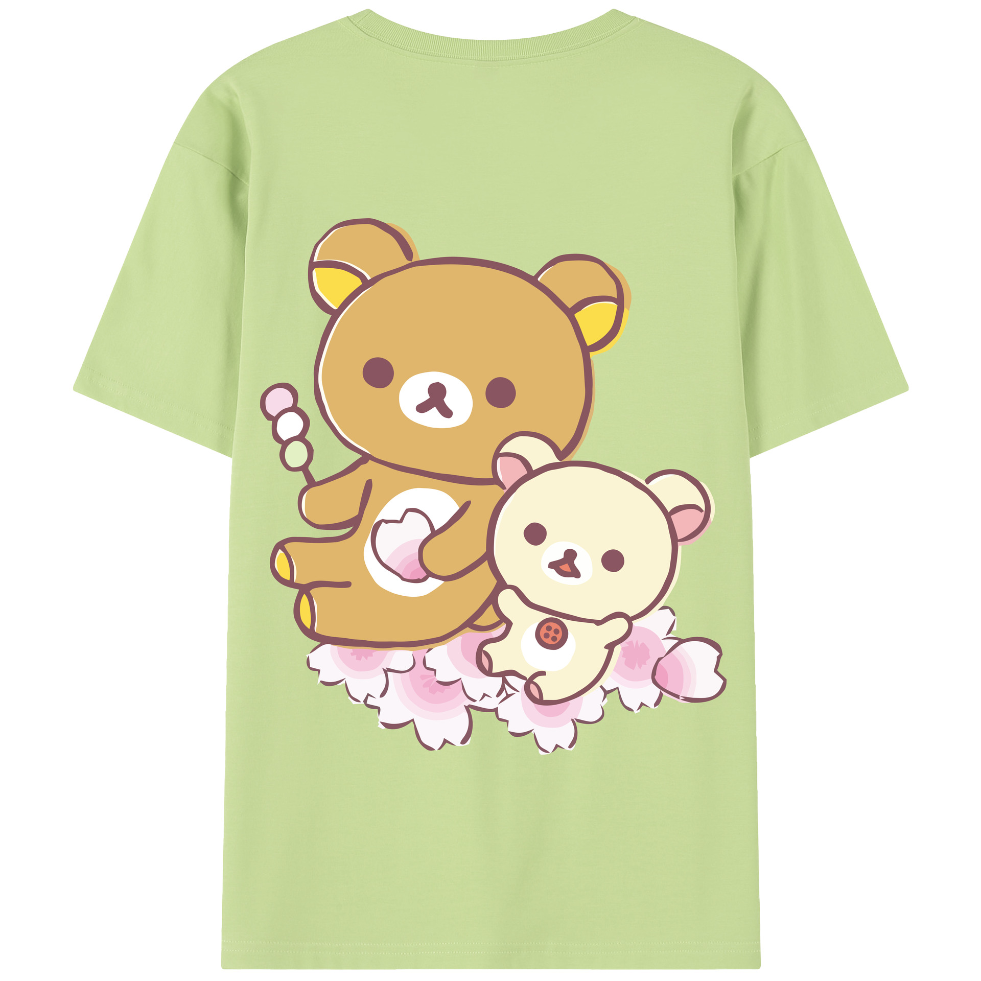 （画像用） リラックマ リラックマ キイロイトリ Rilakkuma Korilakkuma Kiiroitori 綿100％半袖Tシャツ（背面プリント）